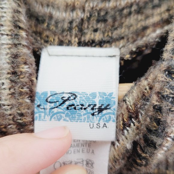 Sweater Dress Vintage Cowl Neck Long Sleeves Lightweight Brown Neutrals Stripes - Picture 5 of 11